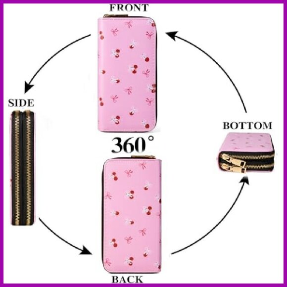 Large Capacity Double Zipper PU Leather Wallet for Women - Picture 5 of 8